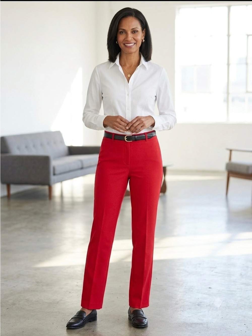 NWT Chico's Capital Stretch Pembrooke Pants - Scarlet Sun Red - Size 00
